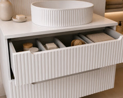 Meuble simple 80 cm avec vasque à poser et 2 tiroirs Nova blanc
