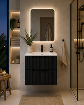 Meuble simple 50 cm avec vasque encastrée et 2 tiroirs Nova noir