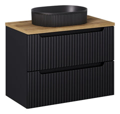 Meuble salle de bain Nova noir et chêne 80 cm vasque noire à poser