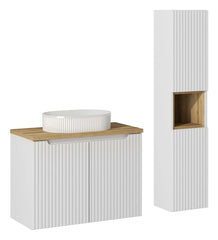 Ensemble salle de bain Nova blanc 80 cm avec vasque à poser et colonne