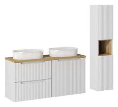 Ensemble salle de bain Nova blanc 120 cm double vasque à poser avec colonne