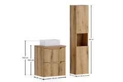 Ensemble salle de bain Nova bois clair 50 cm vasque blanche avec colonne