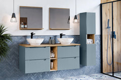 Meuble simple 60 cm avec vasque à poser et 2 tiroirs Nova bleu sky