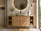 Meuble salle de bain Nova bois clair 120 cm avec vasque River vert sauge