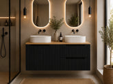 Meuble salle de bain Nova noir et chêne 120 cm double vasque à poser