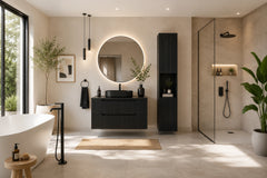 Colonne de salle de bain suspendue 140 cm Nova noir