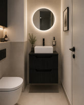 Meuble simple 50 cm avec vasque à poser et 2 tiroirs Nova noir