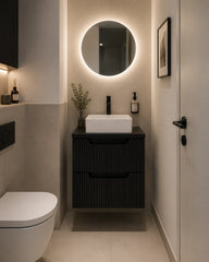 Meuble simple 50 cm avec vasque à poser et 2 tiroirs Nova noir