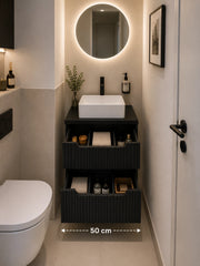 Meuble simple 50 cm avec vasque à poser et 2 tiroirs Nova noir