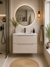 Meuble simple 60 cm avec vasque encastrée et 2 tiroirs Nova cachemire