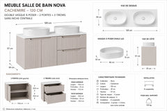 Meuble salle de bain Nova cachemire 120 cm double vasque à poser