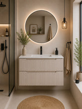 Meuble simple 80 cm avec vasque encastrée et 2 tiroirs Nova cachemire