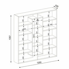 fiche technique bibliothèque scandinave hauteur 135 largeur 125 profondeur 22