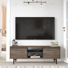 Meuble TV Azura en bois foncé avec rangement et design minimaliste