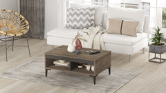 Table basse élégante 'ALIZÉ' bois foncé avec rangement parfaite pour les salons contemporains