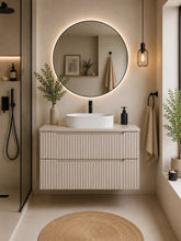 Meuble simple 80 cm avec vasque à poser et 2 tiroirs Nova cachemire