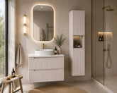 Ensemble salle de bain Nova cachemire 80 cm 2 tiroirs vasque à poser avec colonne
