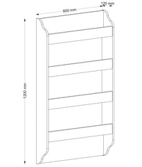 Schéma technique de la bibliothèque murale Montessori avec dimensions exactes