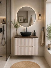 Meuble simple 60 cm avec vasque à poser et 2 tiroirs Nova cachemire