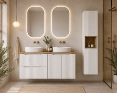 Ensemble salle de bain Nova blanc 120 cm double vasque à poser avec colonne