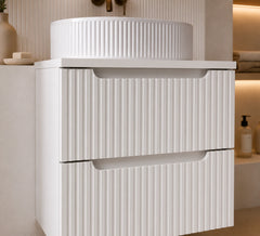 Meuble simple 60 cm avec vasque à poser et 2 tiroirs Nova blanc