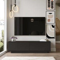 Meuble TV CELESTE Noir – Vue avant – Design moderne avec portes abattantes