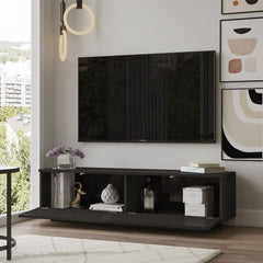 Meuble TV CELESTE Noir – Vue intérieure avec espace de rangement
