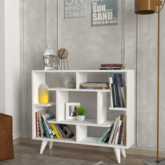 Meuble console blanc SCANDICHIC avec rangement – bibliothèque basse au design épuré scandinave
