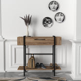 Console ANDORRE en bois clair avec placard, style industriel moderne – vue de face dans entrée épurée