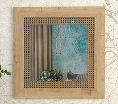 Miroir Carré Rotin Madura Cadre Naturel 72x72