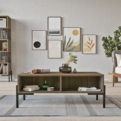 Table basse ELARA design industriel en bois chêne LeBoMeuble