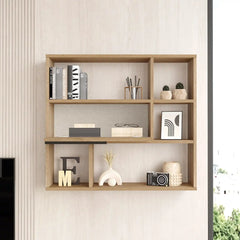 Libreria a parete SELENE - Legno chiaro - Design moderno e funzionale
