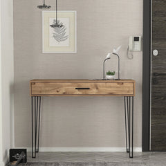 Console PRAGUE en bois massif avec pieds épingle en métal noir – vue d’entrée