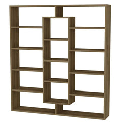 vu coté bibliotheque bois nombreux rangements