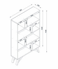 Plan détaillé BiblioNordique étagère scandinave avec dimensions précises