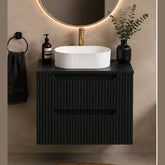Meuble simple 60 cm avec vasque à poser et 2 tiroirs Nova noir