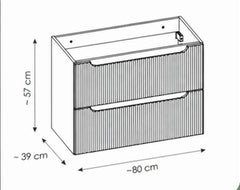 Meuble simple 80 cm avec vasque encastrée et 2 tiroirs Nova chêne naturel