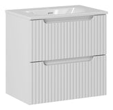 Meuble simple avec vasque encastrée et 2 tiroirs 60 cm Nova blanc
