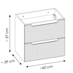 Meuble simple 60 cm avec vasque à poser et 2 tiroirs Nova bleu sky