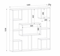 Schéma dimensionnel de la bibliothèque design blanche BiblioDesignBlanche