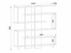 Plan technique de la bibliothèque SCANDINA avec dimensions et compartiments visibles.