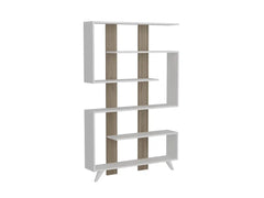 Bibliothèque scandinave SCANDINA installée dans un salon moderne avec plantes et accessoires.