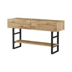 Console SÉOUL bois clair 140 cm – profil latéral avec rangement visible. lebomeuble
