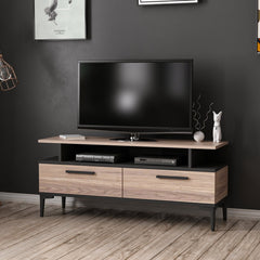 Meuble télévision 'SEATLE' leBoMeuble dans un salon moderne avec décoration murale