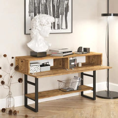 Console SÉOUL avec deux tiroirs – Mobilier robuste bois clair et pieds métal.LeBoMeuble