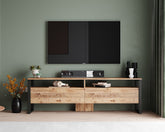 Meuble TV 'PHILADELPHIE' pin atlantique et acier noir en ambiance