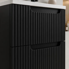 Meuble simple 80 cm avec vasque encastrée et 2 tiroirs Nova noir
