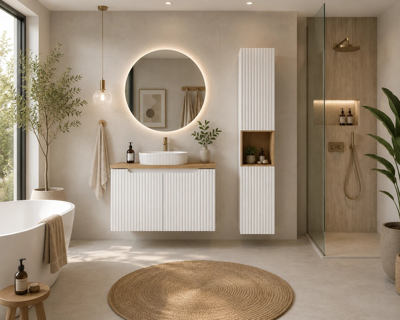 Ensemble salle de bain Nova blanc 80 cm avec vasque à poser et colonne