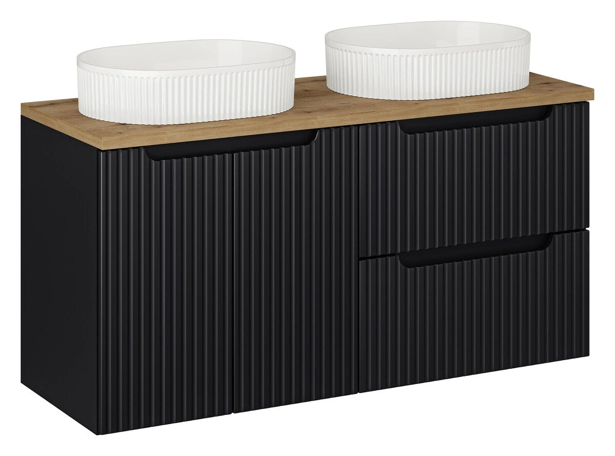 Meuble salle de bain Nova noir et chêne 120 cm double vasque à poser
