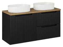 Meuble salle de bain Nova noir et chêne 120 cm double vasque à poser
